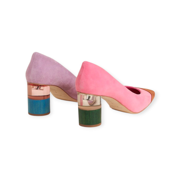 Charlotte Stone Risa Suede Nassau Mismatched Cap Toe Pump Heels Size 8 - Picture 3 of 9